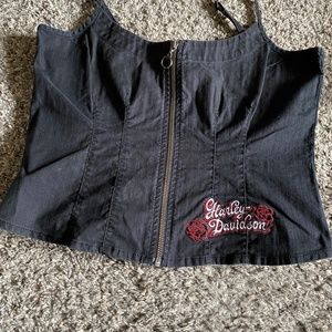 Harley Davidson spaghetti strap corset top.